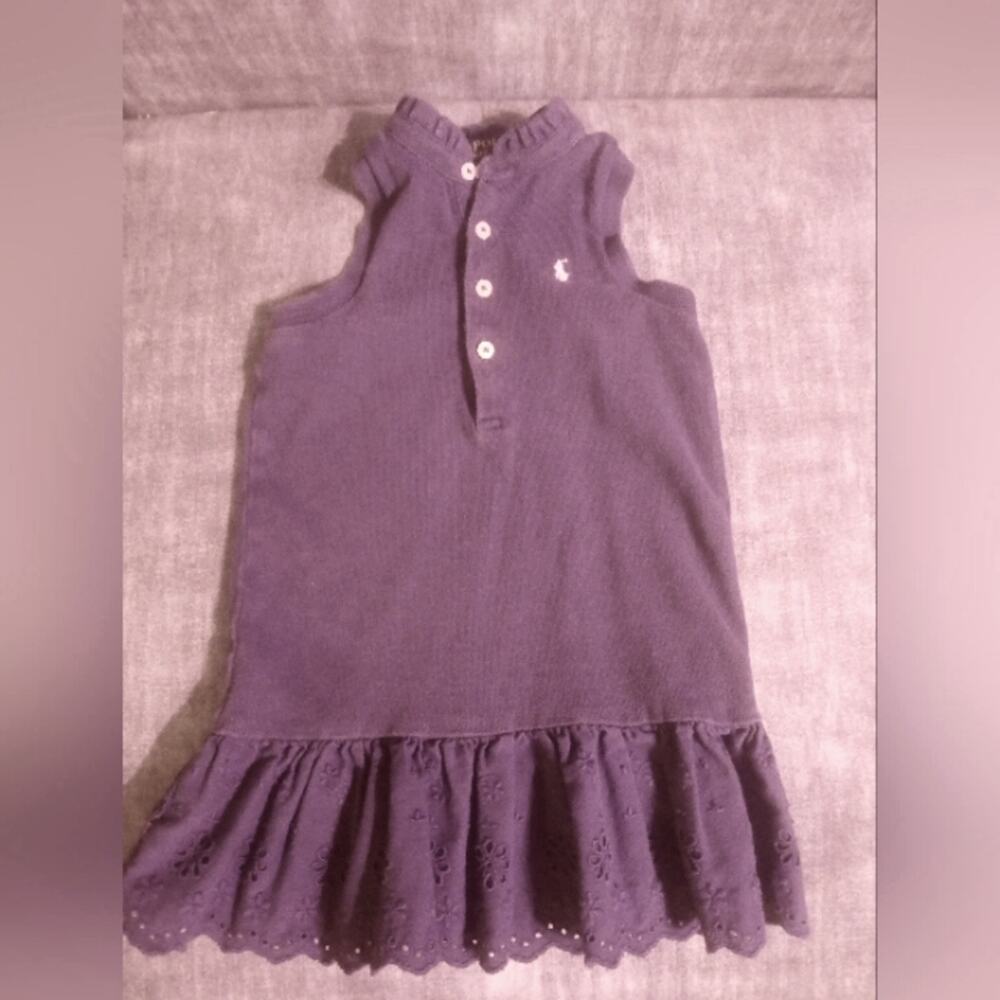 Polo Ralph Lauren girls navy blue drop waist pique polo dress. Size 2T